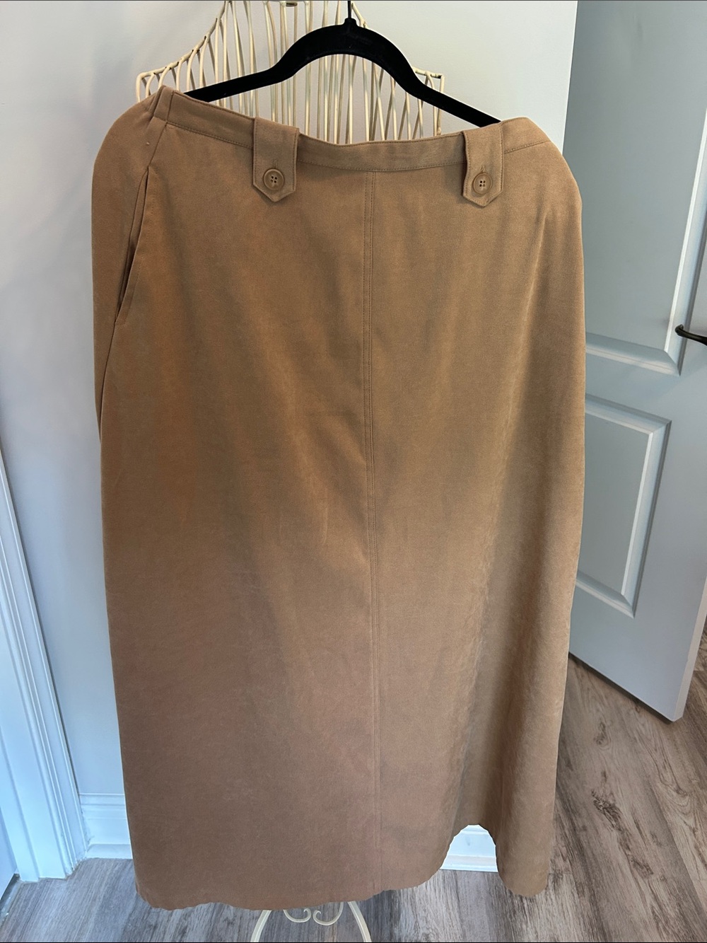 Coldwater Creek Camel Button-Tab Maxi Skirt